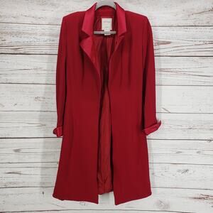 Alliage Paris Women's Red Open Front Knee Length  Blazer Jacket Size 42